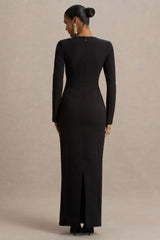 Vaila | Black Crew-Neck Maxi Dress