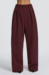 Kirsty Pants - Burgundy Pinstripe