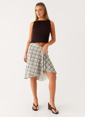 Shes A Lady Midi Skirt - Cedar Check