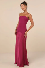 Compelling Style Plum Purple Strapless A-Line Maxi Dress