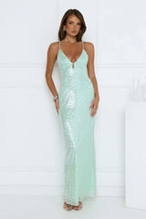 Starlit Shores Sequin Maxi Dress Seafoam
