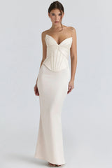 ivory satin corset maxi gown - limited edition