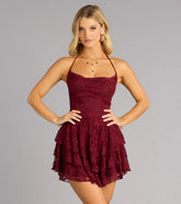 Flirt First Lace Tiered Skater Dress