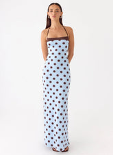 Alessandro Halter Maxi Dress - Blue Mocha Dot