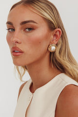 Sara Pearl Circle Earrings Gold/Pearl