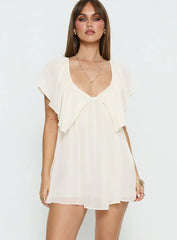 Sun Spirit Plunge Flowy Playsuit Cream