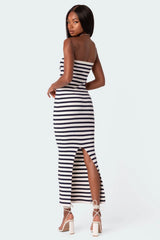 Knit Back Slitted Maxi Dress
