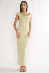 Evermore Cowl Neck Maxi Dress Floral Sage