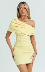 Kairose Mini Dress - Asymmetrical Sleeve Dress in Yellow