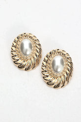 Nailah Pearl Cabochon Earrings Gold/Pearl
