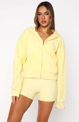 Just Try Again Boxy Zip Front Hoodie Honey