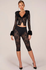 Laced Capri Trousers in Black