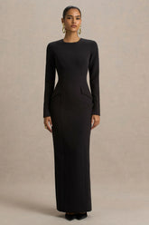 Vaila | Black Crew-Neck Maxi Dress