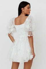 I've Got Sunshine Ruffle Strap Mini Dress Embellished White