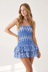 Megan | Eyelet Strapless Draped Maxi Dress