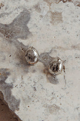 Billie Diamante Pebble Earrings Dark Silver