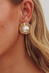 Sara Pearl Circle Earrings Gold/Pearl