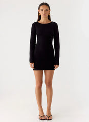 Soft Vision Knit Mini Dress - Black