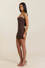 The Sculpt Mini Dress in Brown
