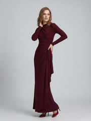 Ruffle Long Sleeve Sheath Gown