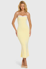Modal Lace-Trim Midaxi Dress in Butter