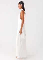 Alicia Satin Halter Maxi Dress - White
