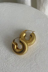 Tammi Chunky Ribbed Hoop Earrings Gold