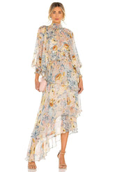 ASTRID Skirt floral print long sleeve dress