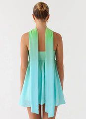 Calantha Scarf Mini Dress - Sea Ombre