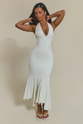 The Gisele Corset Maxi Dress in White