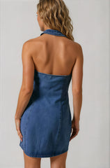 Astoria Halter Denim Dress