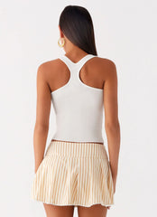 Oliviana Pleated Mini Skort - Taupe Stripe