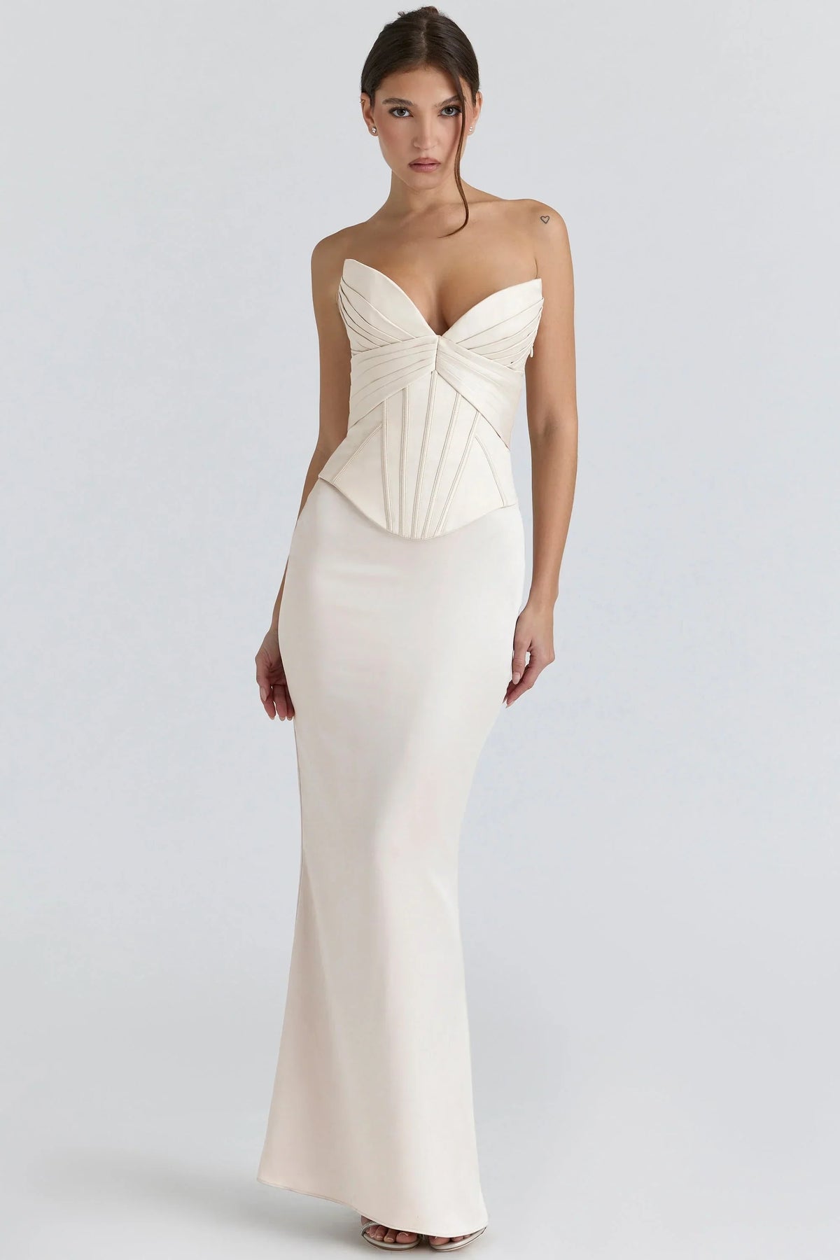 ivory satin corset maxi gown - limited edition