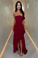 Thalassa Strapless Corset Maxi Dress - Burgundy