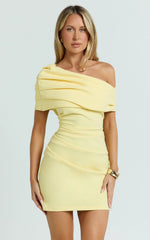 Kairose Mini Dress - Asymmetrical Sleeve Dress in Yellow
