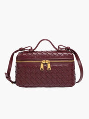 Top Handle Woven Faux Suede Bag