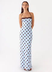 Alessandro Halter Maxi Dress - Blue Mocha Dot