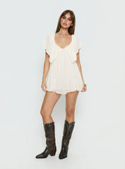Sun Spirit Plunge Flowy Playsuit Cream