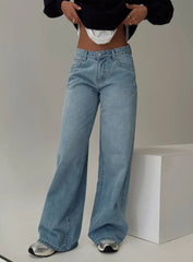 Demie Mid Rise Wide Leg Jeans Light Blue Wash