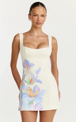 Astra Mini Dress - Square Neck A Line Dress in Astra Posey Floral Print