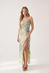 Megan | Strapless High Slit Maxi Dress