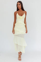 Marlie Frill Trim Rosette Maxi Dress Butter