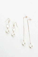 Ninette Faux Pearl Droplet Earrings Gold/Pearl