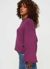 Harmony Balloon Sleeve Knit Sweater Burgundy