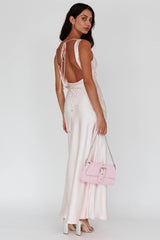 Cassiopeia Open Back String Tie Maxi Dress Powder Pink
