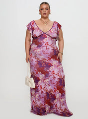Soleila Maxi Dress Purple Multi Curve