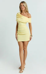Kairose Mini Dress - Asymmetrical Sleeve Dress in Yellow