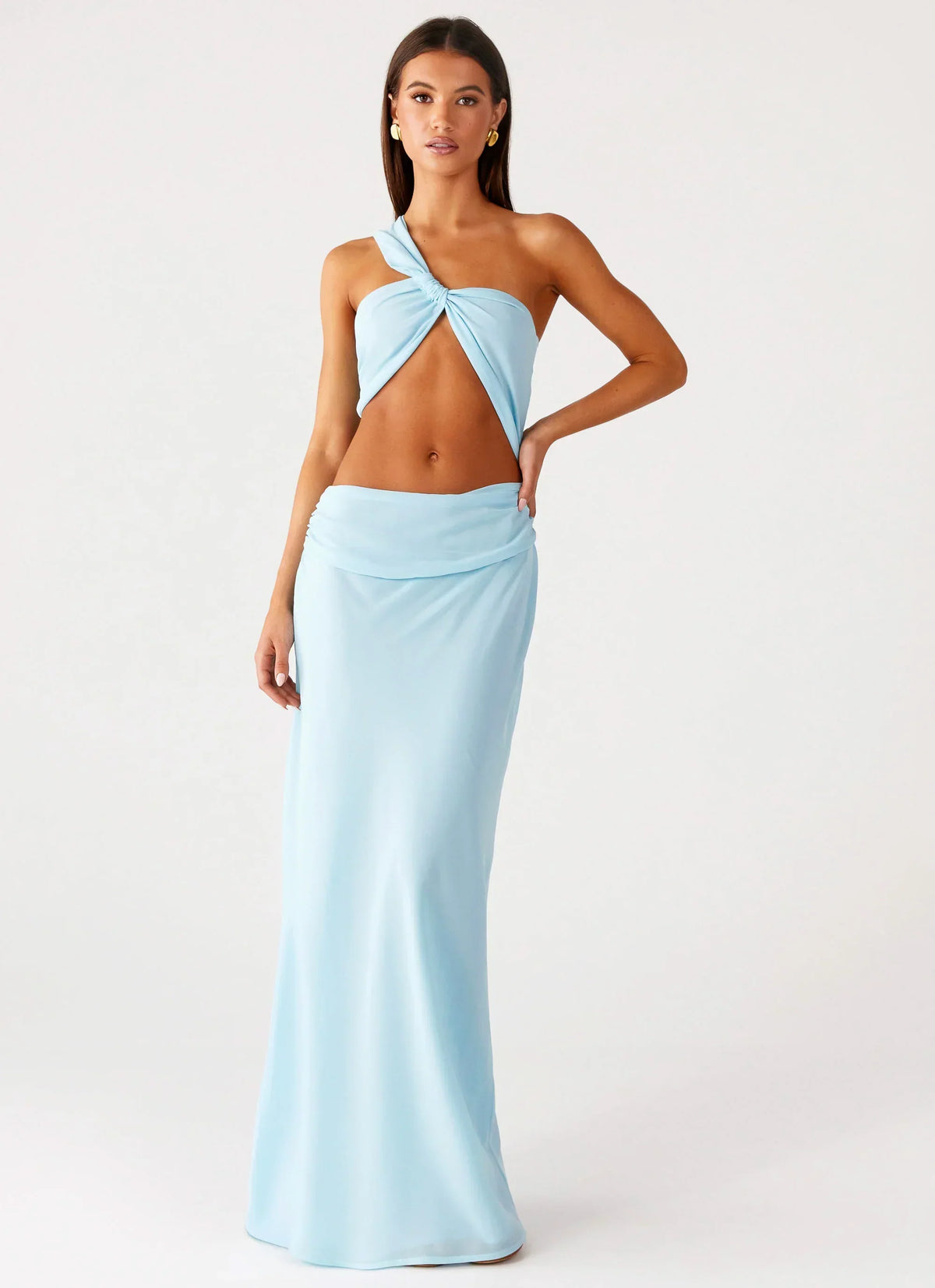 Cindelle One Shoulder Maxi Dress - Turquoise