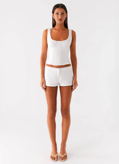 Coastline Cotton Micro Mini Shorts - White